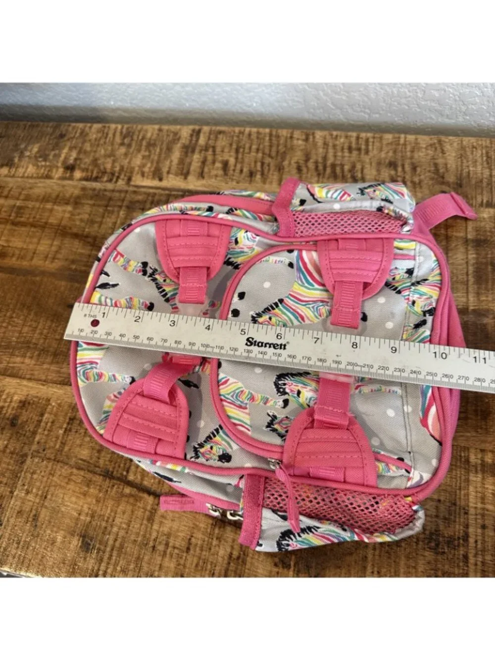 Pottery Barn Kids Mackenzie Mini Backpack Toddlers Gray Pink Zebra Rainbow